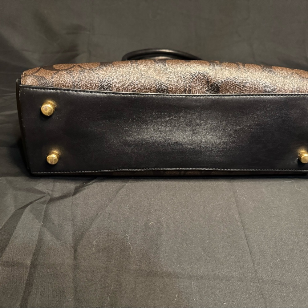 Coach Brown and Black Mia Satchel with Gold Accents - Picture 3 of 9